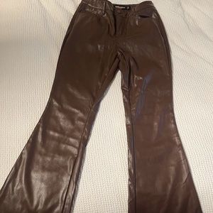 Brown faux leather pants